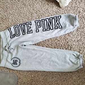 PINK Victoria's Secret Gray Sweatpants with LOVE PINK Print